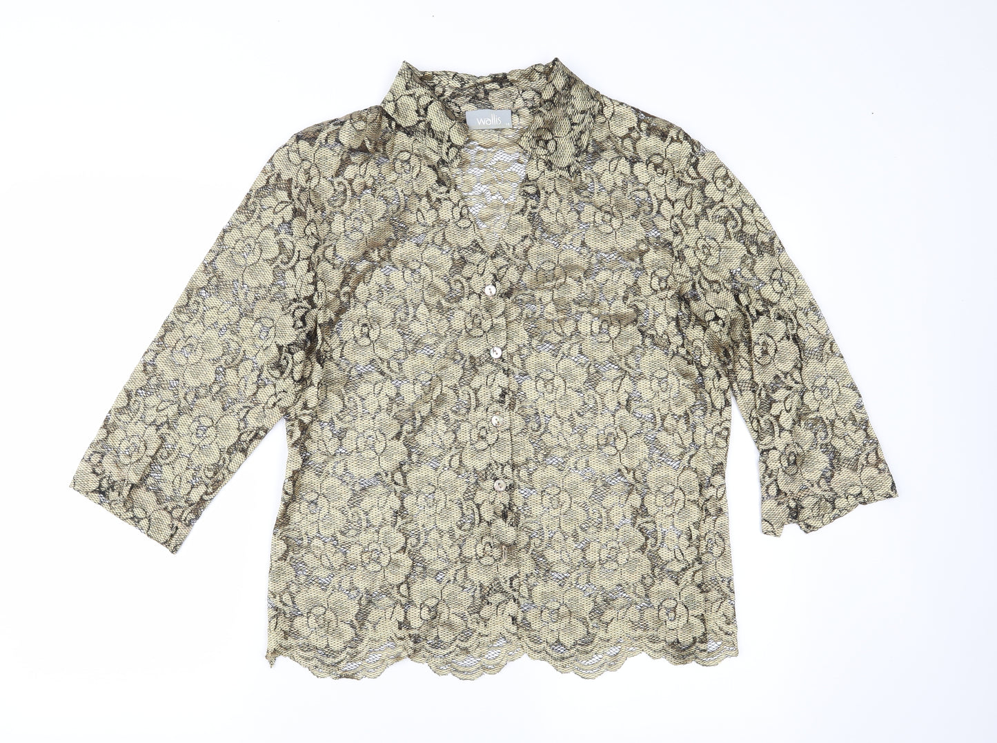Wallis Womens Gold  Lace Basic Blouse Size 16