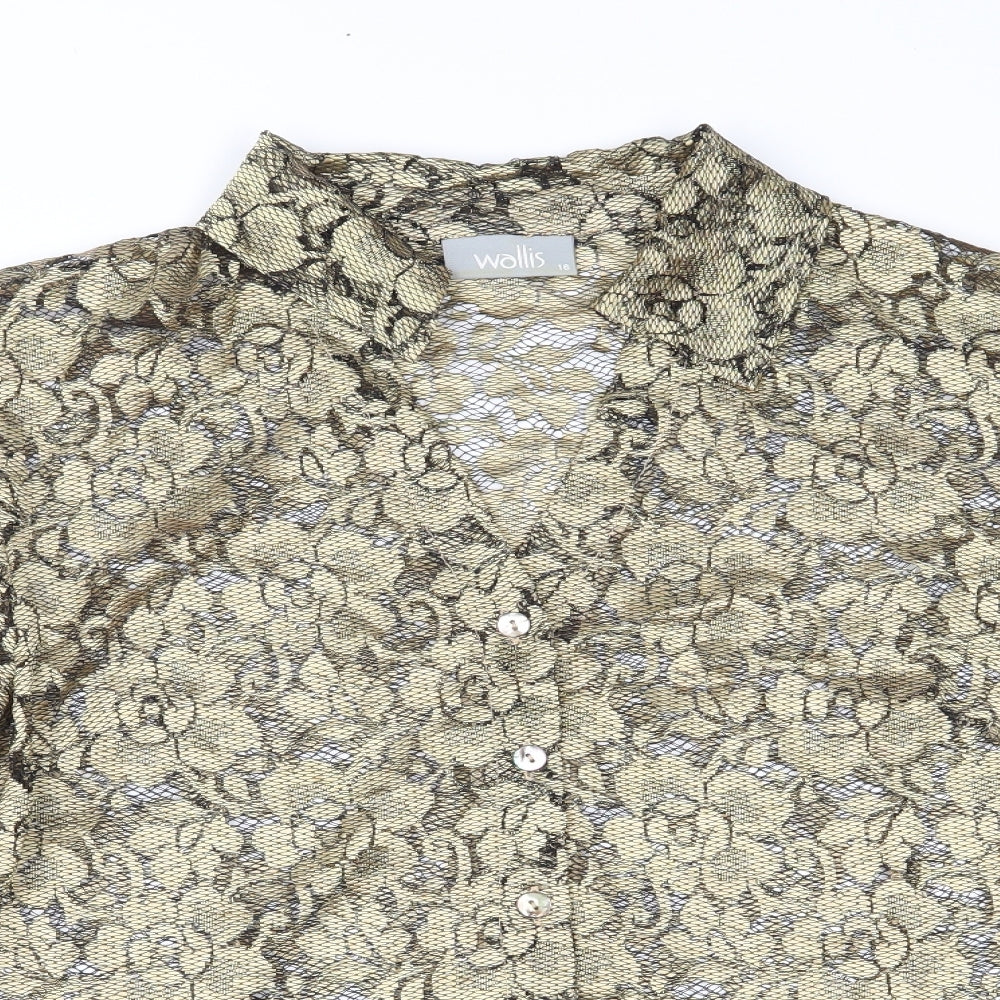 Wallis Womens Gold  Lace Basic Blouse Size 16
