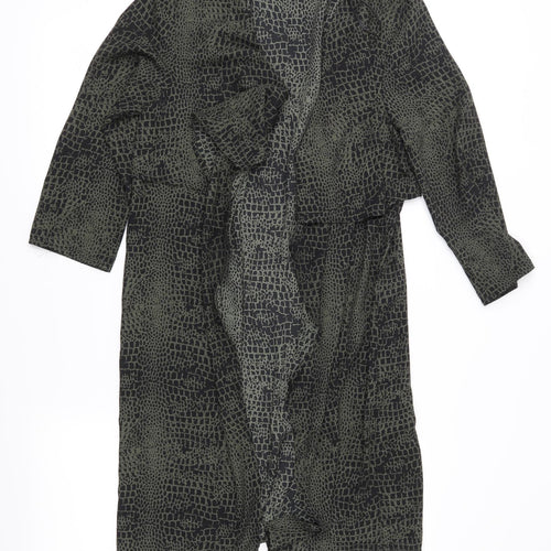 Divided Womens Green Animal Print Chiffon Overcoat Coat Size 6