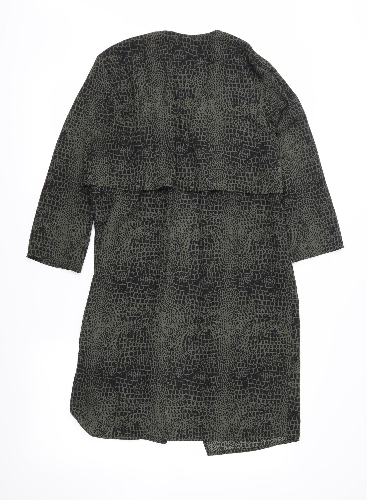Divided Womens Green Animal Print Chiffon Overcoat Coat Size 6