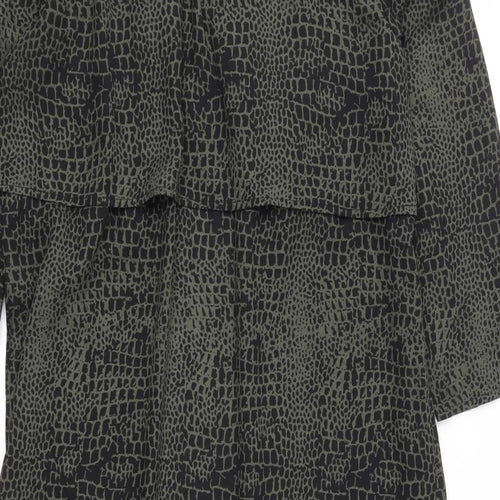 Divided Womens Green Animal Print Chiffon Overcoat Coat Size 6