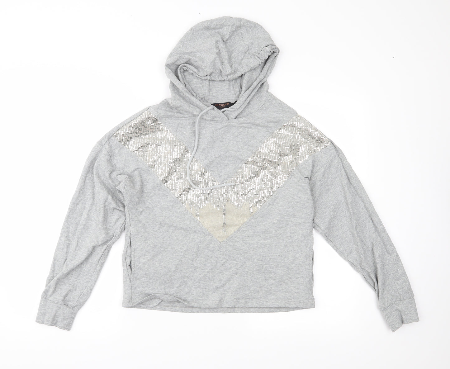 In Vogue Womens Grey  Jersey Pullover Hoodie Size S
