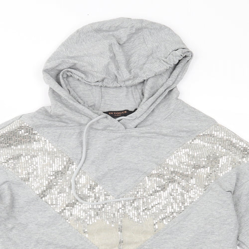 In Vogue Womens Grey  Jersey Pullover Hoodie Size S