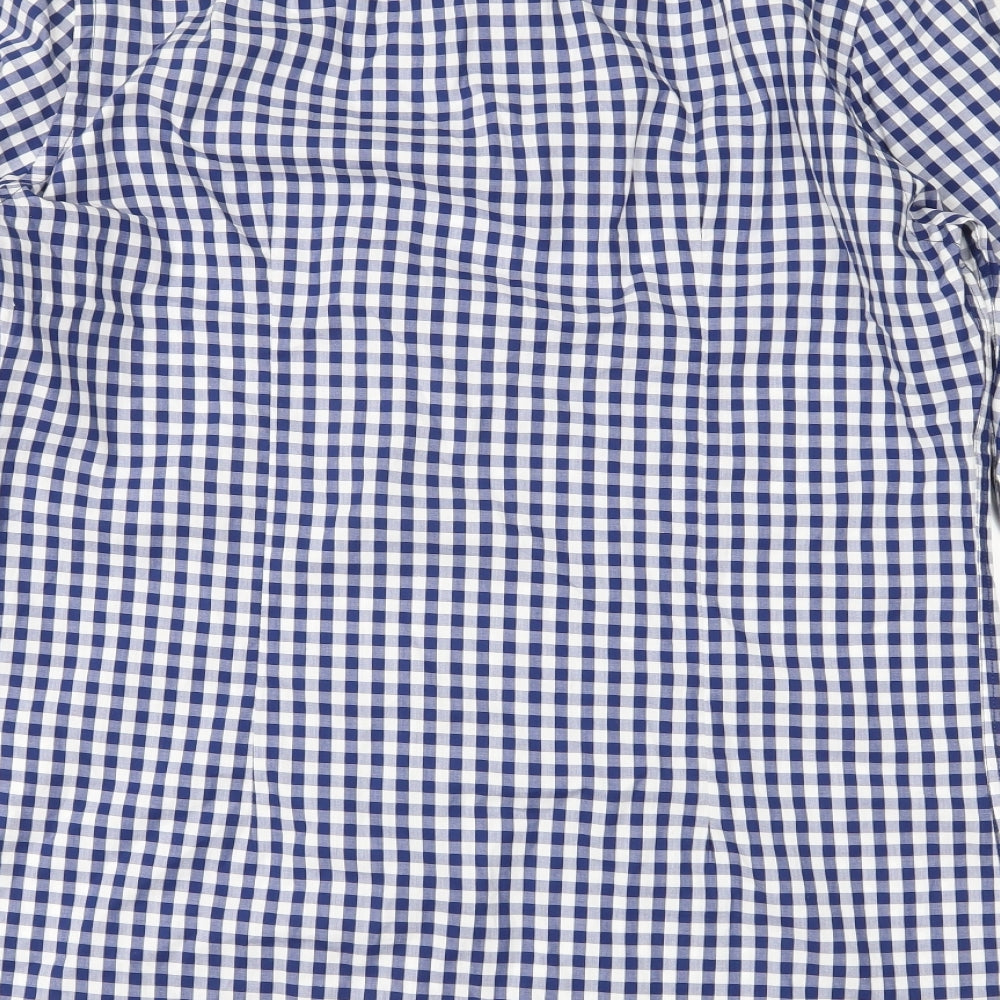 Zara Mens Blue Check   Button-Up Size M