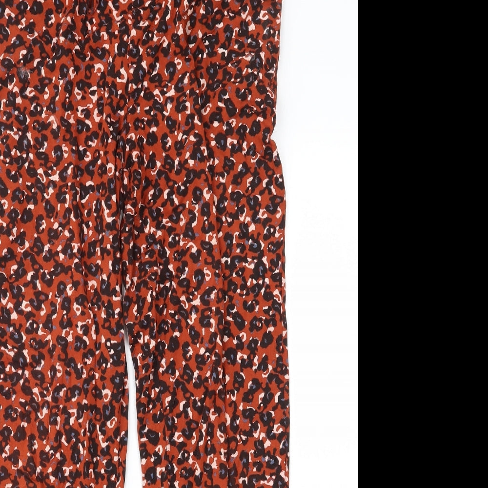 NEXT Womens Brown Animal Print Jersey Trousers  Size 10 L26 in