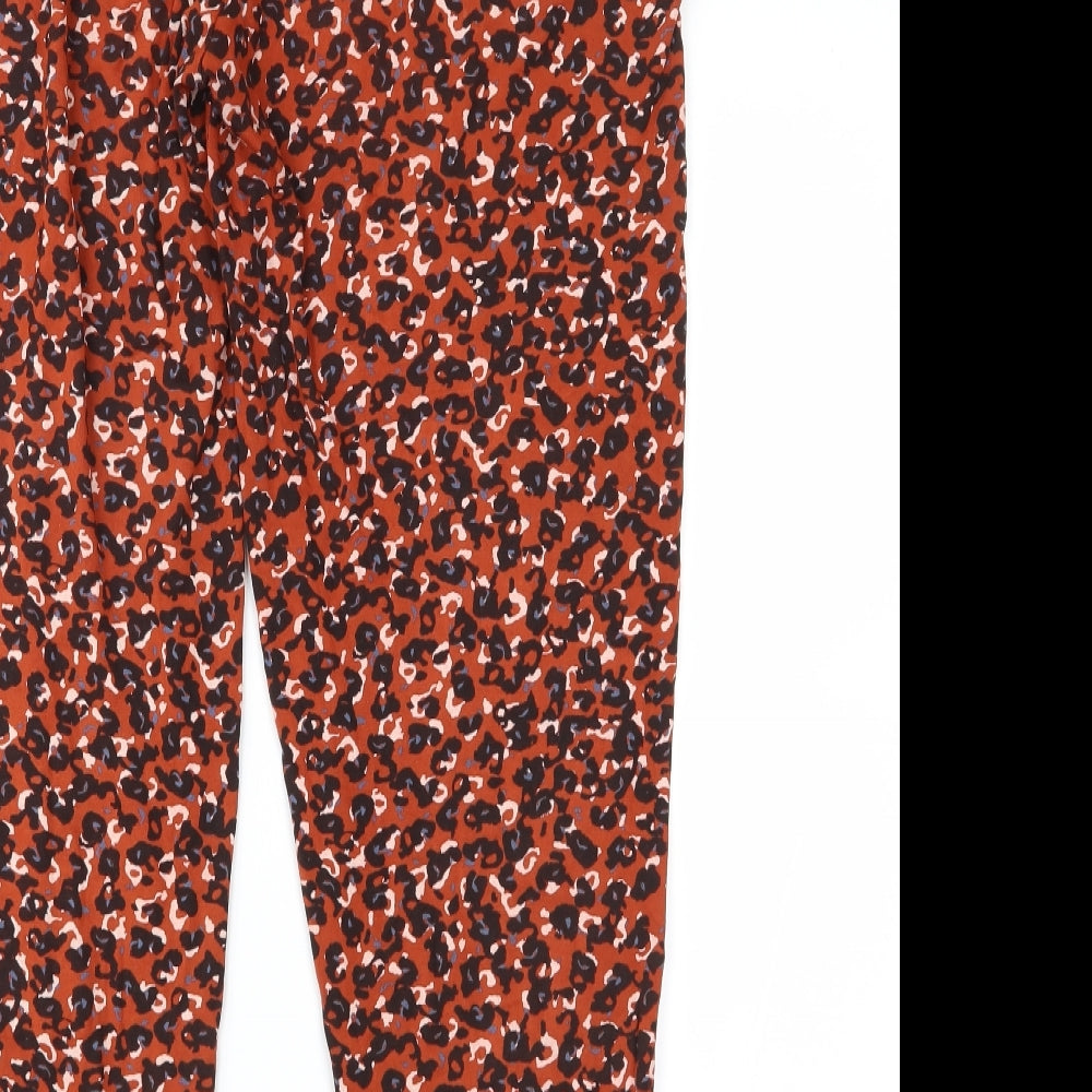 NEXT Womens Brown Animal Print Jersey Trousers  Size 10 L26 in