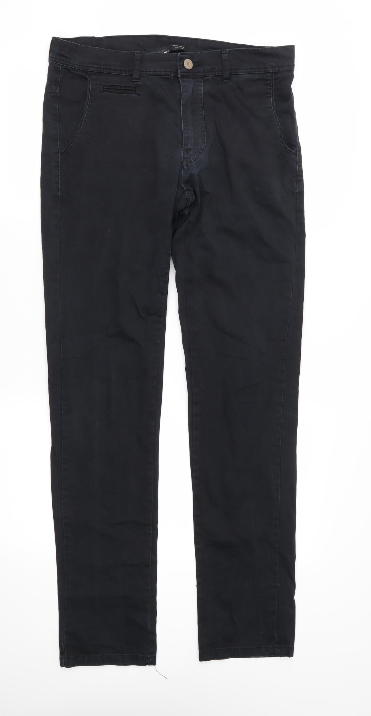 Zara Mens Black  Denim Straight Jeans Size 32 in L33 in