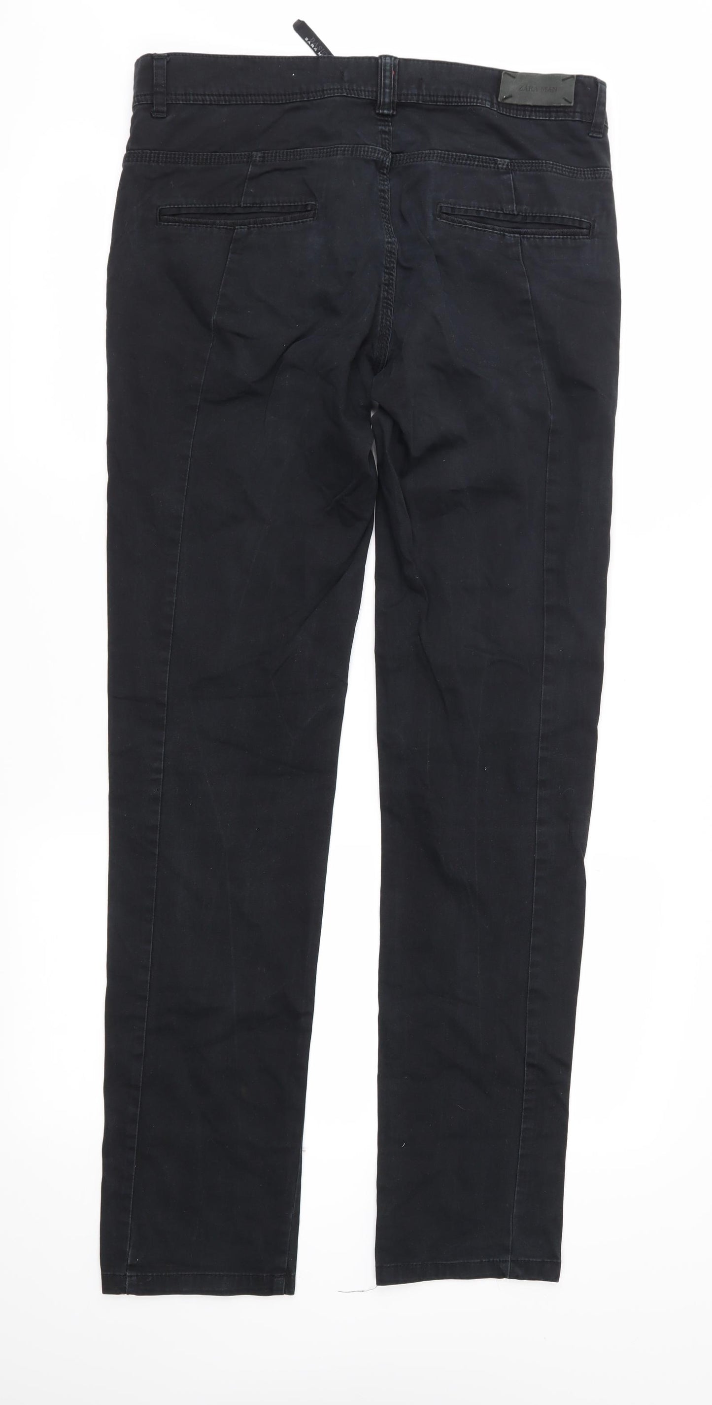 Zara Mens Black  Denim Straight Jeans Size 32 in L33 in