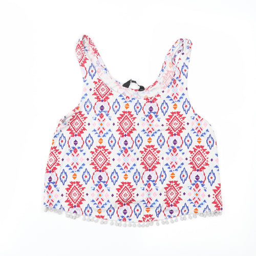 Atmosphere Womens Multicoloured Geometric Jersey Cropped Tank Size 12