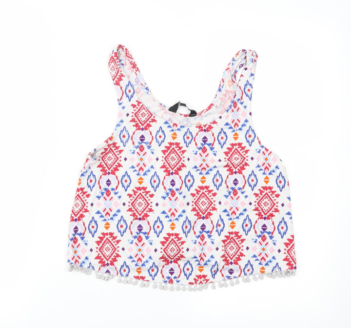 Atmosphere Womens Multicoloured Geometric Jersey Cropped Tank Size 12