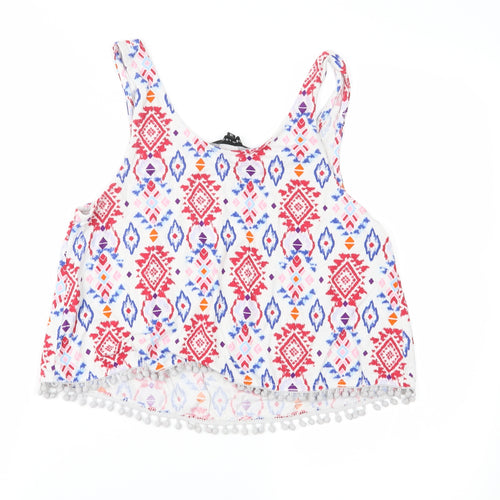 Atmosphere Womens Multicoloured Geometric Jersey Cropped Tank Size 12