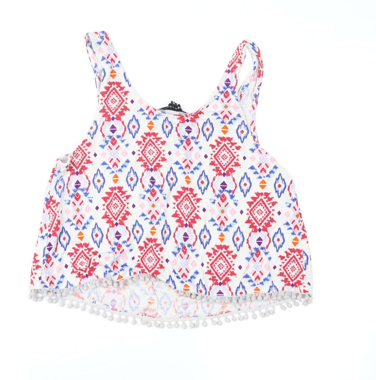 Atmosphere Womens Multicoloured Geometric Jersey Cropped Tank Size 12
