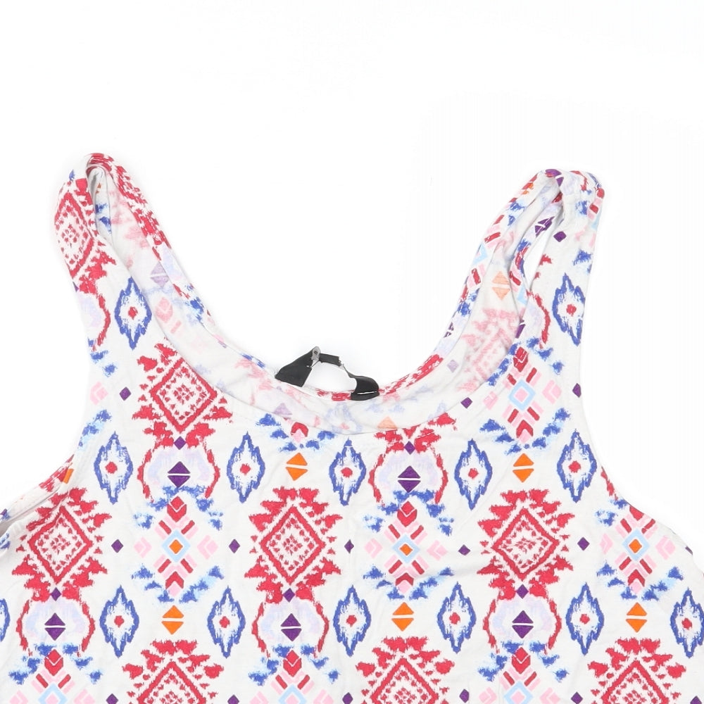 Atmosphere Womens Multicoloured Geometric Jersey Cropped Tank Size 12