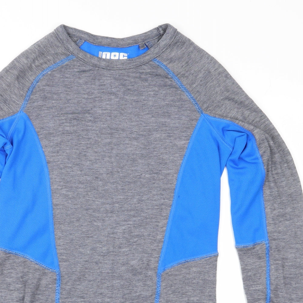 INOC Womens Grey Colourblock Jersey Basic T-Shirt Size 10