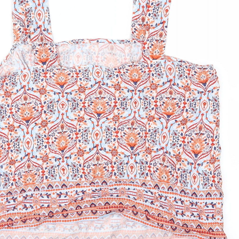 New Look Womens Orange Floral  Basic Blouse Size 10