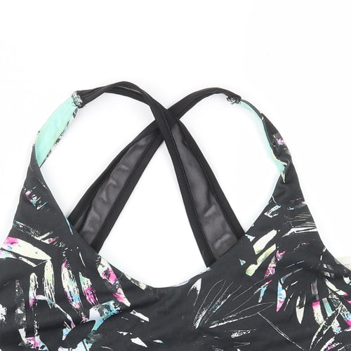 Workout Womens Black Floral  Cropped Tank Size S