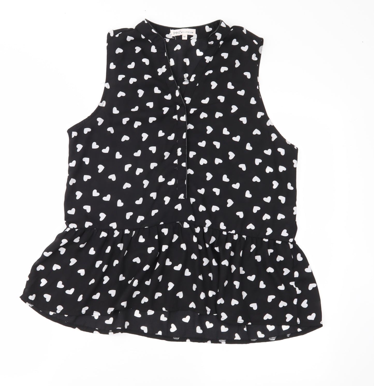 Millenium Womens Black Polka Dot Chiffon Basic Blouse Size M