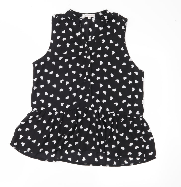 Millenium Womens Black Polka Dot Chiffon Basic Blouse Size M