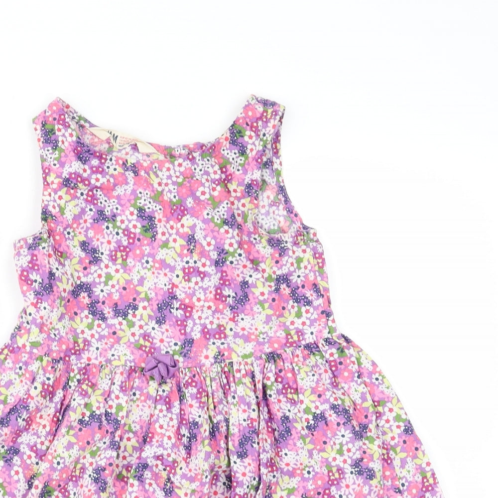 H&M Girls Pink Floral  Fit & Flare  Size 2 Years