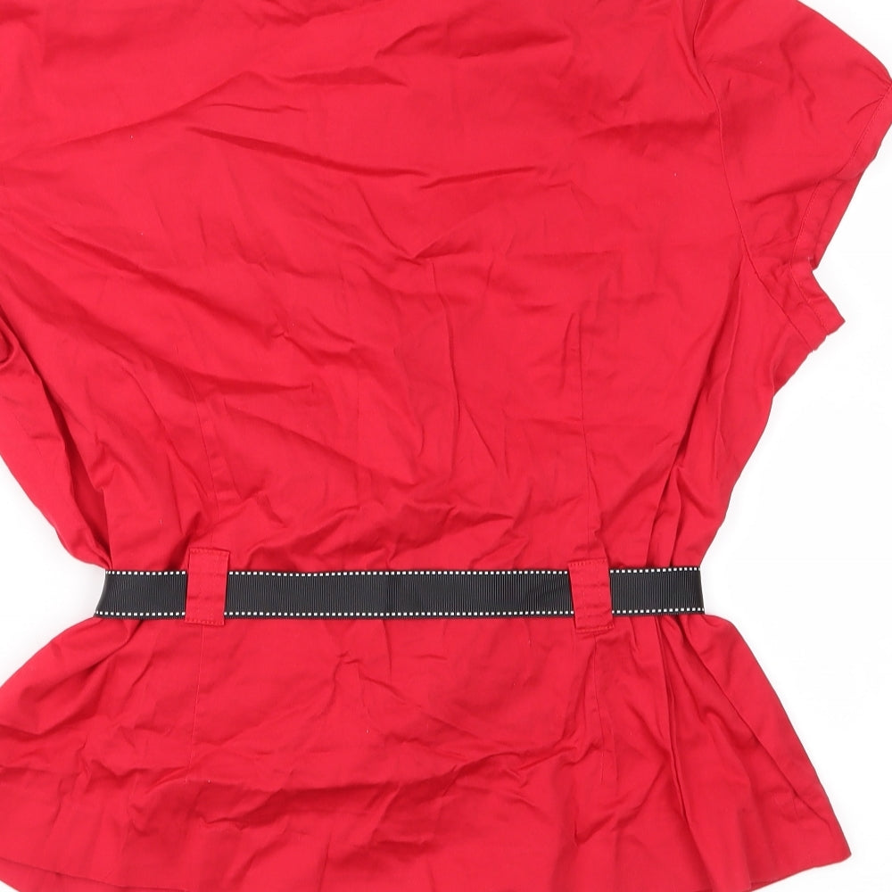 Robbie Bee Womens Red   Basic Blouse Size 14
