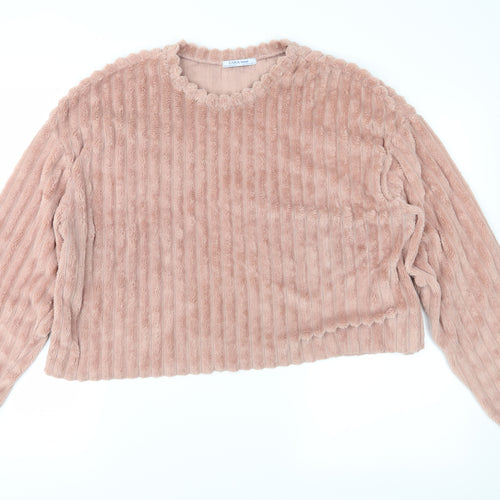 Zara Womens Pink  Fleece Pullover Sweatshirt Size M