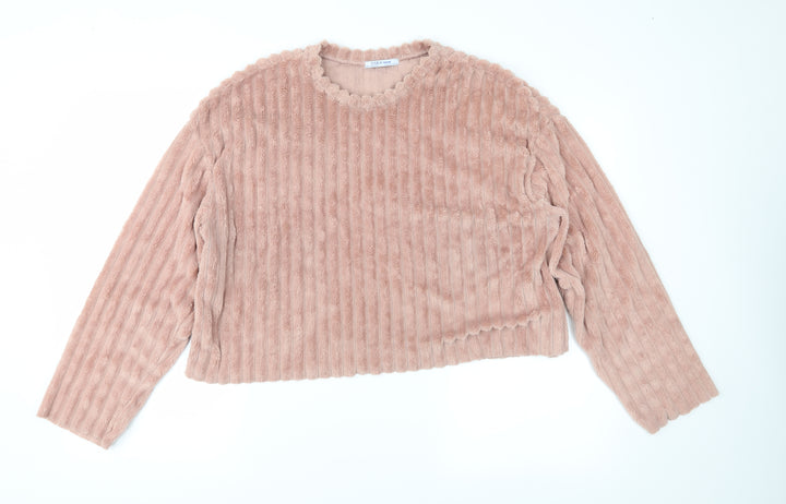 Zara Womens Pink Fleece Pullover Sweatshirt Size M