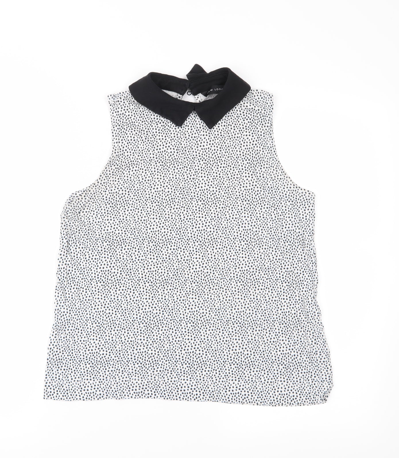 New Look Womens Blue Polka Dot Jersey Basic Blouse Size 12