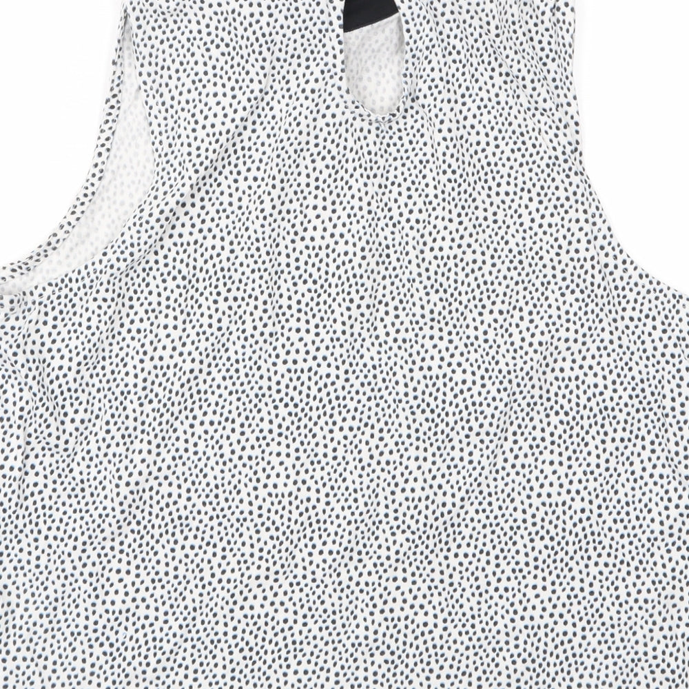 New Look Womens Blue Polka Dot Jersey Basic Blouse Size 12