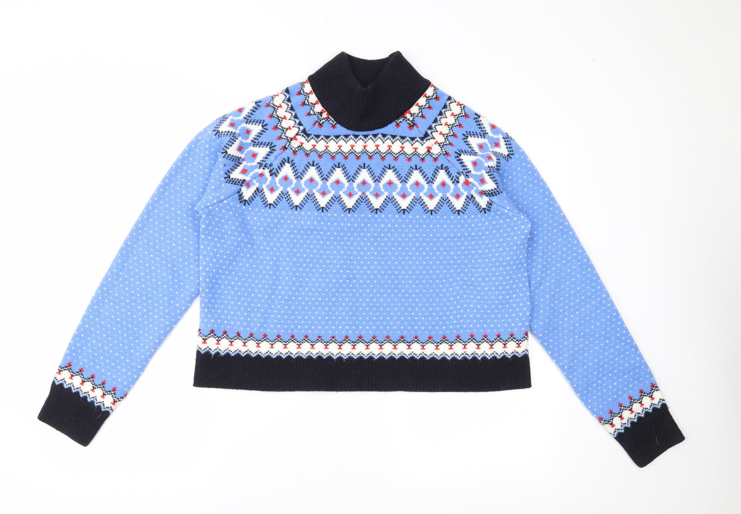 ASOS Womens Blue Fair Isle Knit Pullover Jumper Size 12