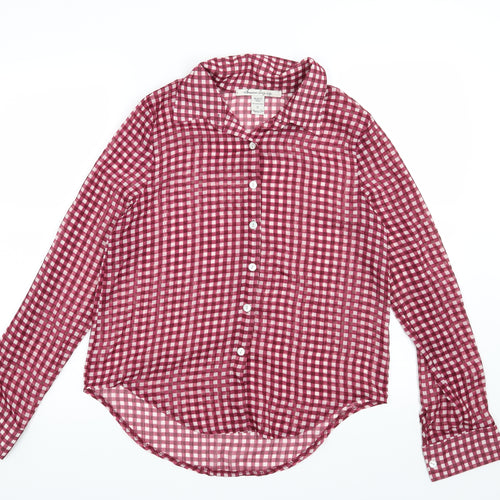 Preworn Womens Purple Check  Basic Blouse Size S