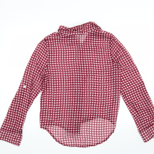 Preworn Womens Purple Check  Basic Blouse Size S