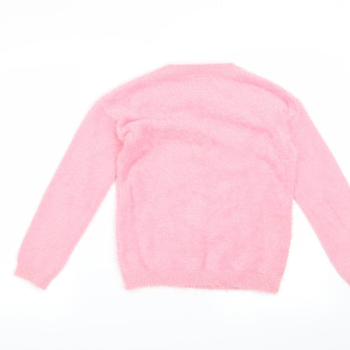 Matalan Girls Pink   Pullover Jumper Size 10 Years  - Christmas Unicorn