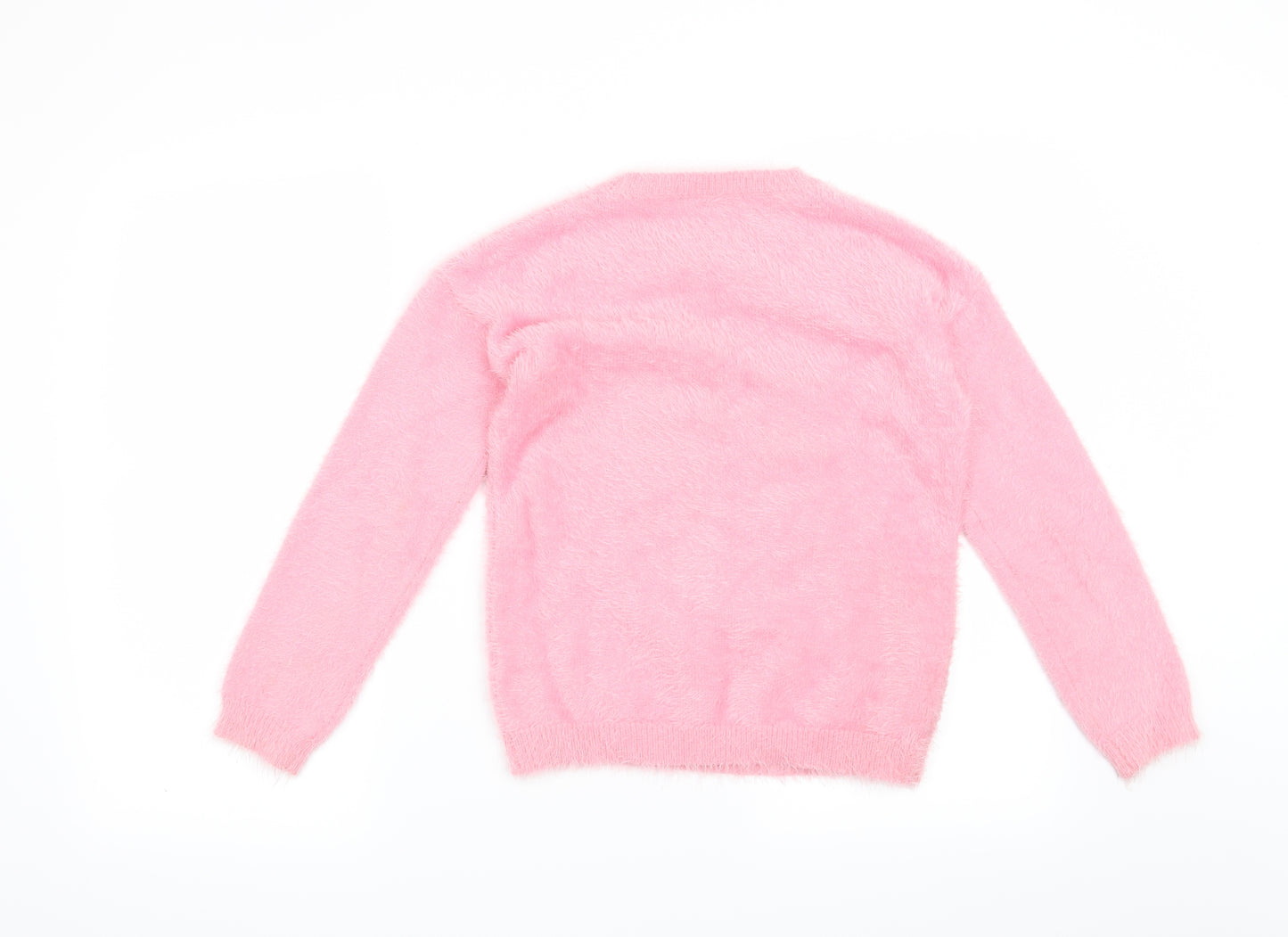 Matalan Girls Pink   Pullover Jumper Size 10 Years  - Christmas Unicorn
