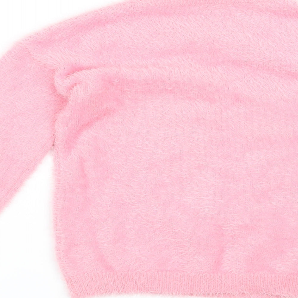 Matalan Girls Pink   Pullover Jumper Size 10 Years  - Christmas Unicorn