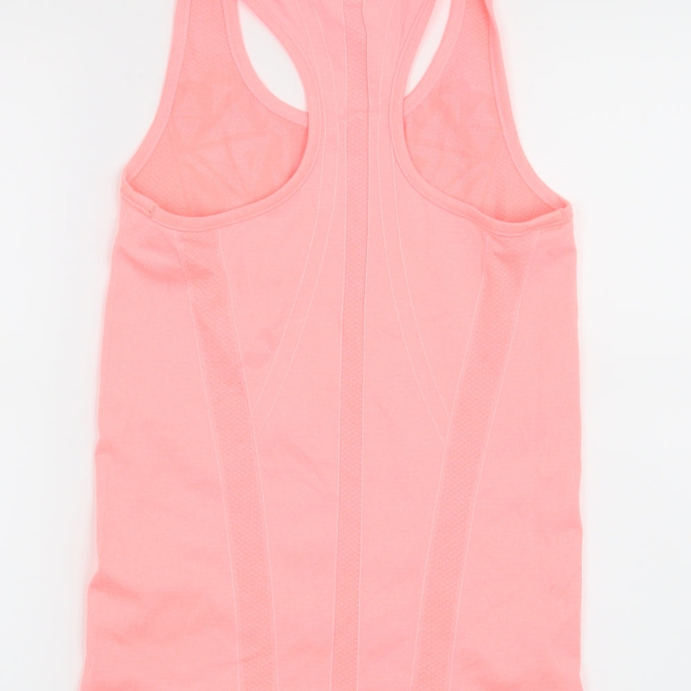 Workout Womens Pink Geometric  Basic T-Shirt Size 10