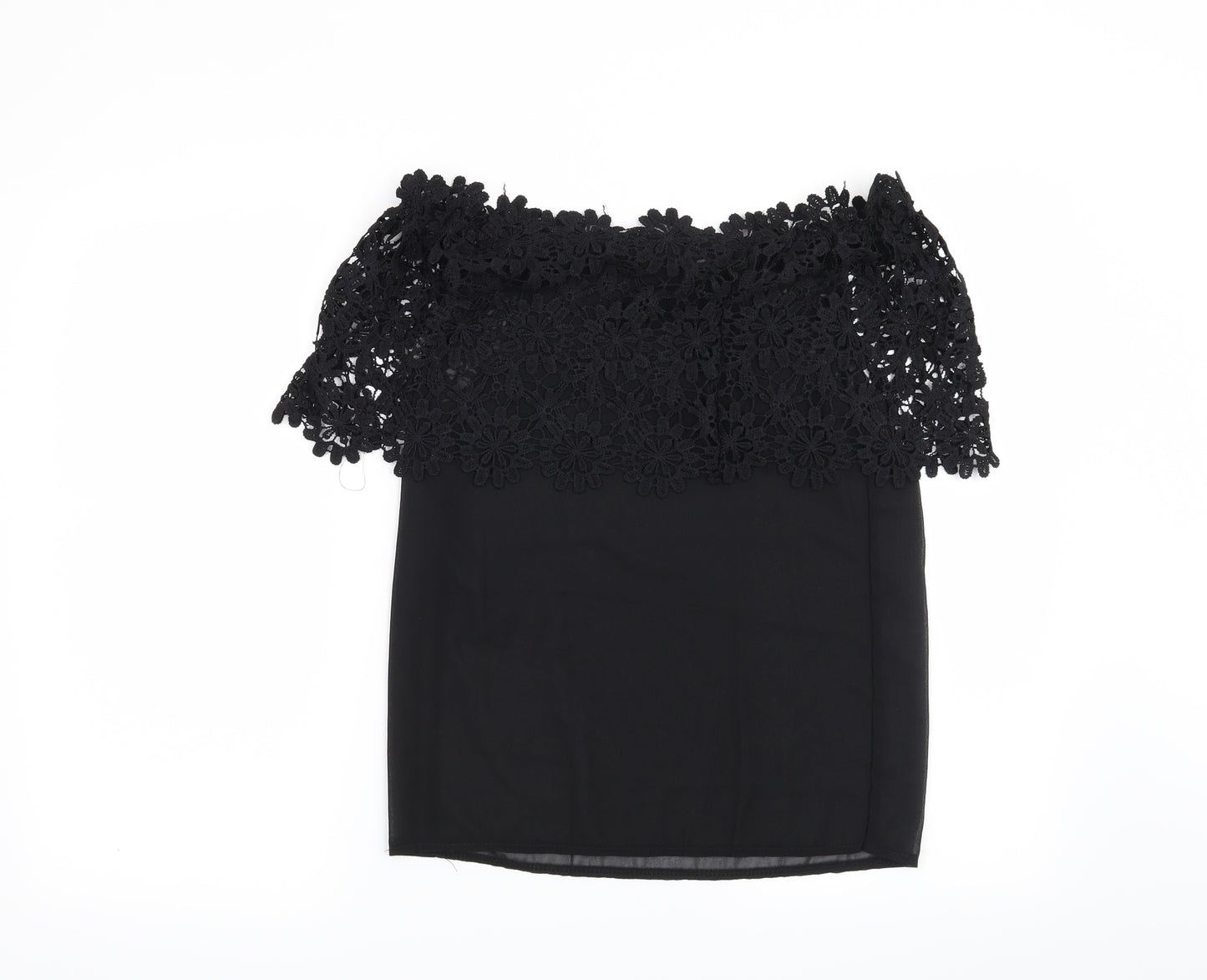 Preworn Womens Black Floral  Basic Blouse Size L