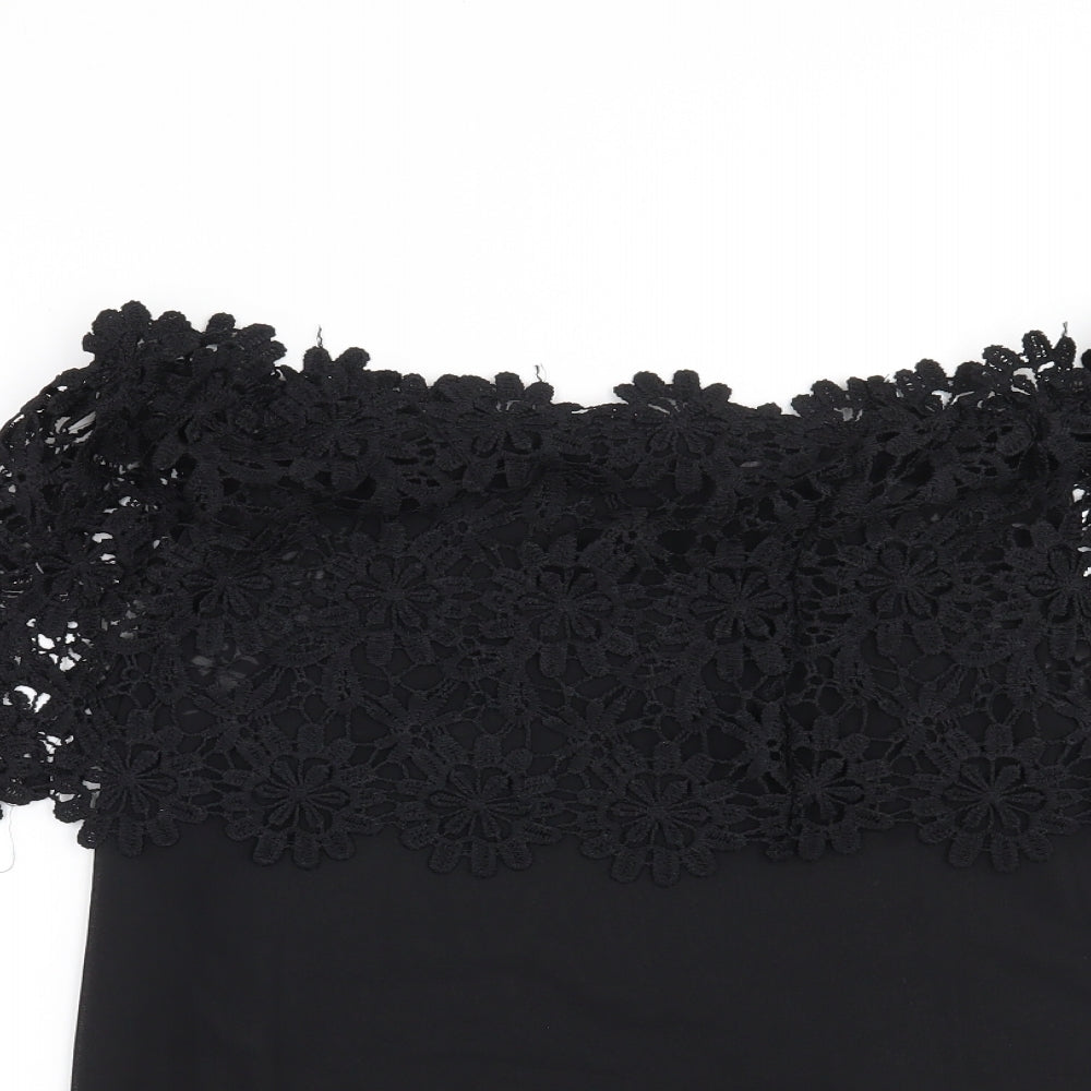 Preworn Womens Black Floral  Basic Blouse Size L