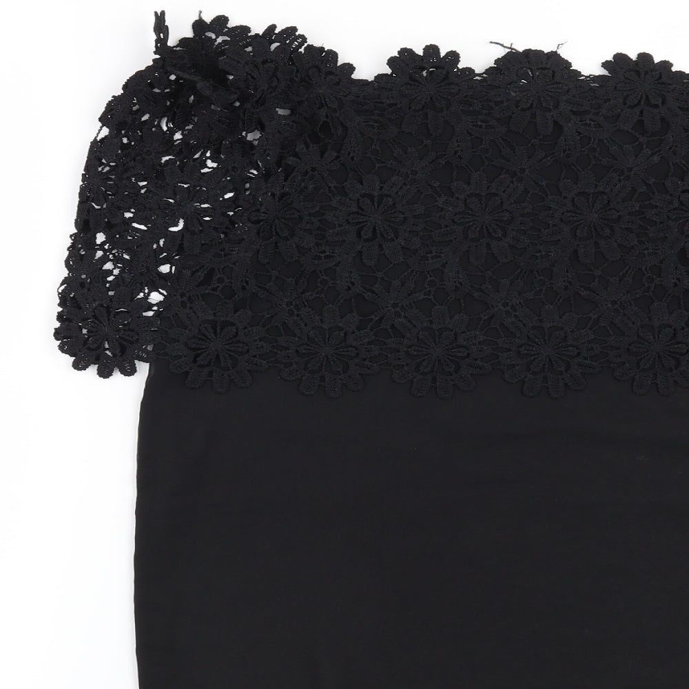 Preworn Womens Black Floral  Basic Blouse Size L
