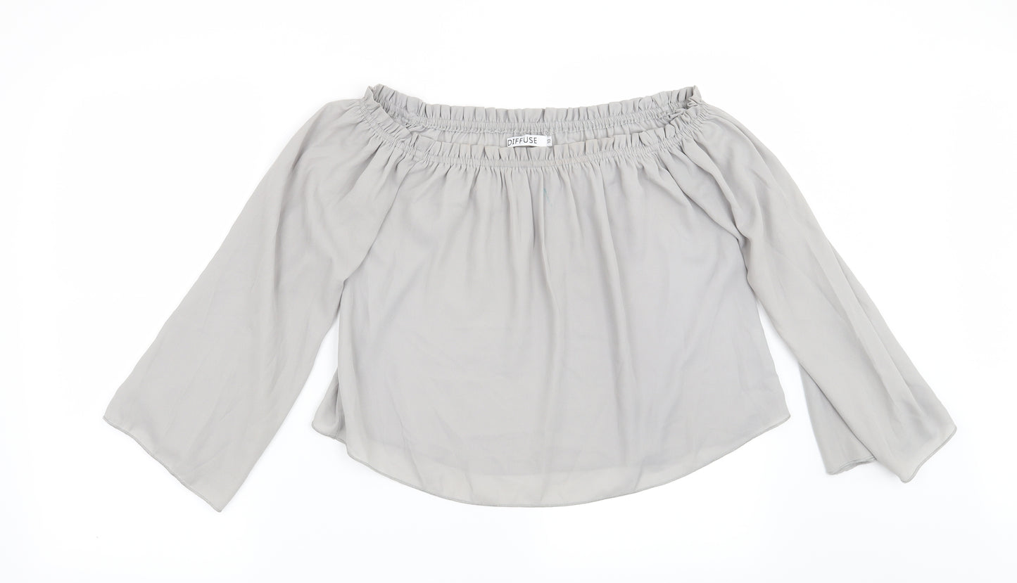 Preworn Womens Grey   Basic Blouse Size 10
