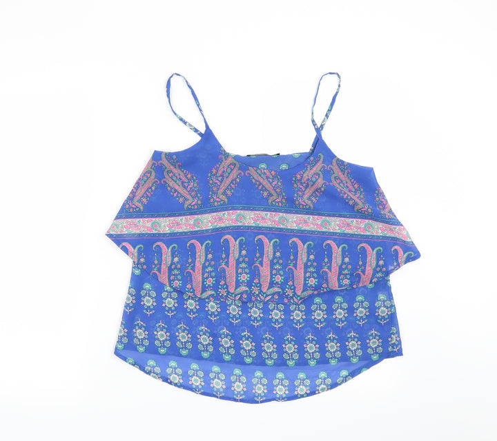 Atmosphere Womens Blue Floral Basic Blouse Size 8