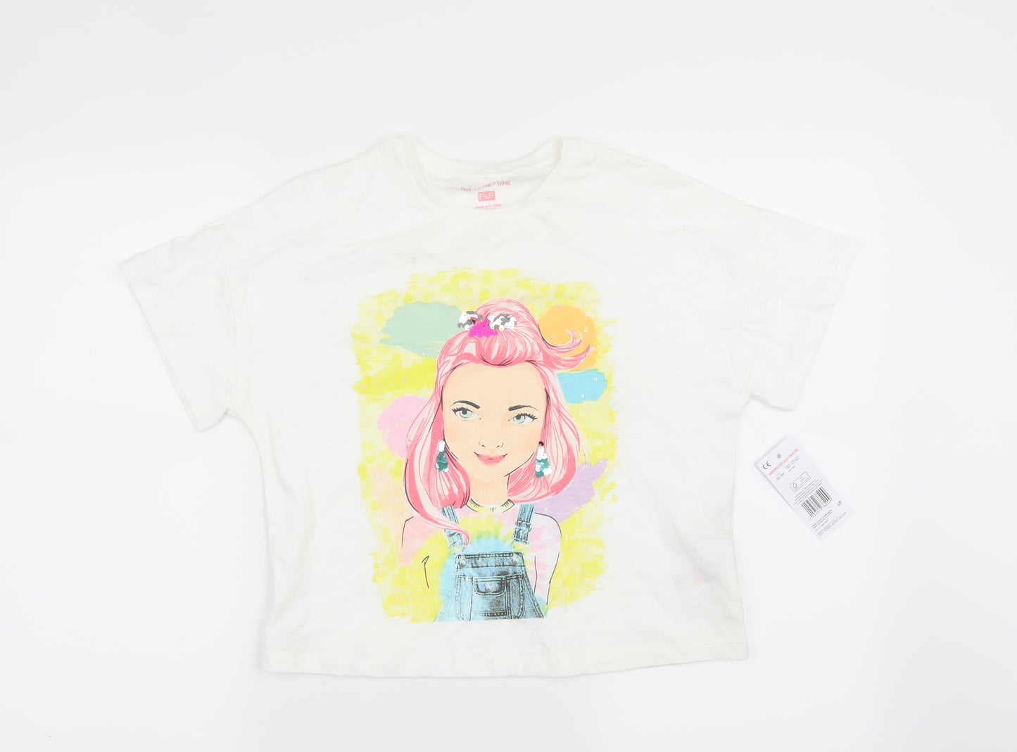 F&F Girls White   Basic T-Shirt Size 10-11 Years
