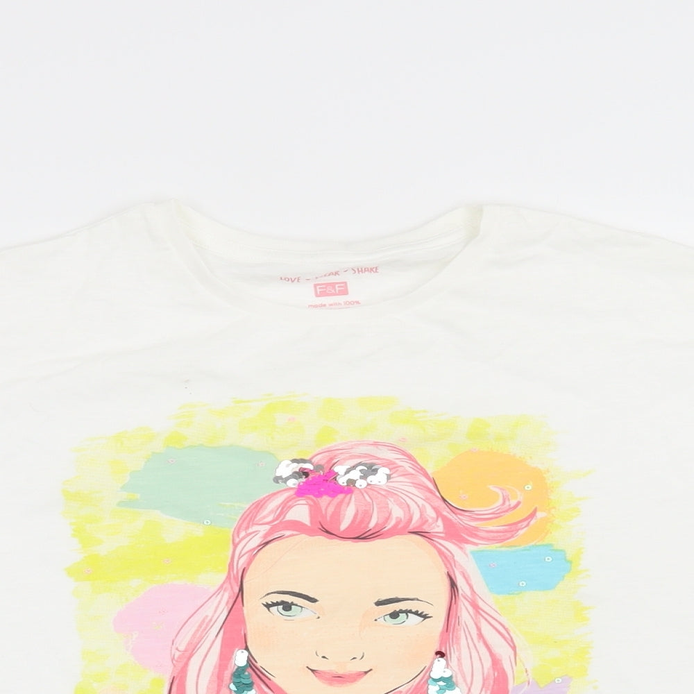 F&F Girls White   Basic T-Shirt Size 10-11 Years