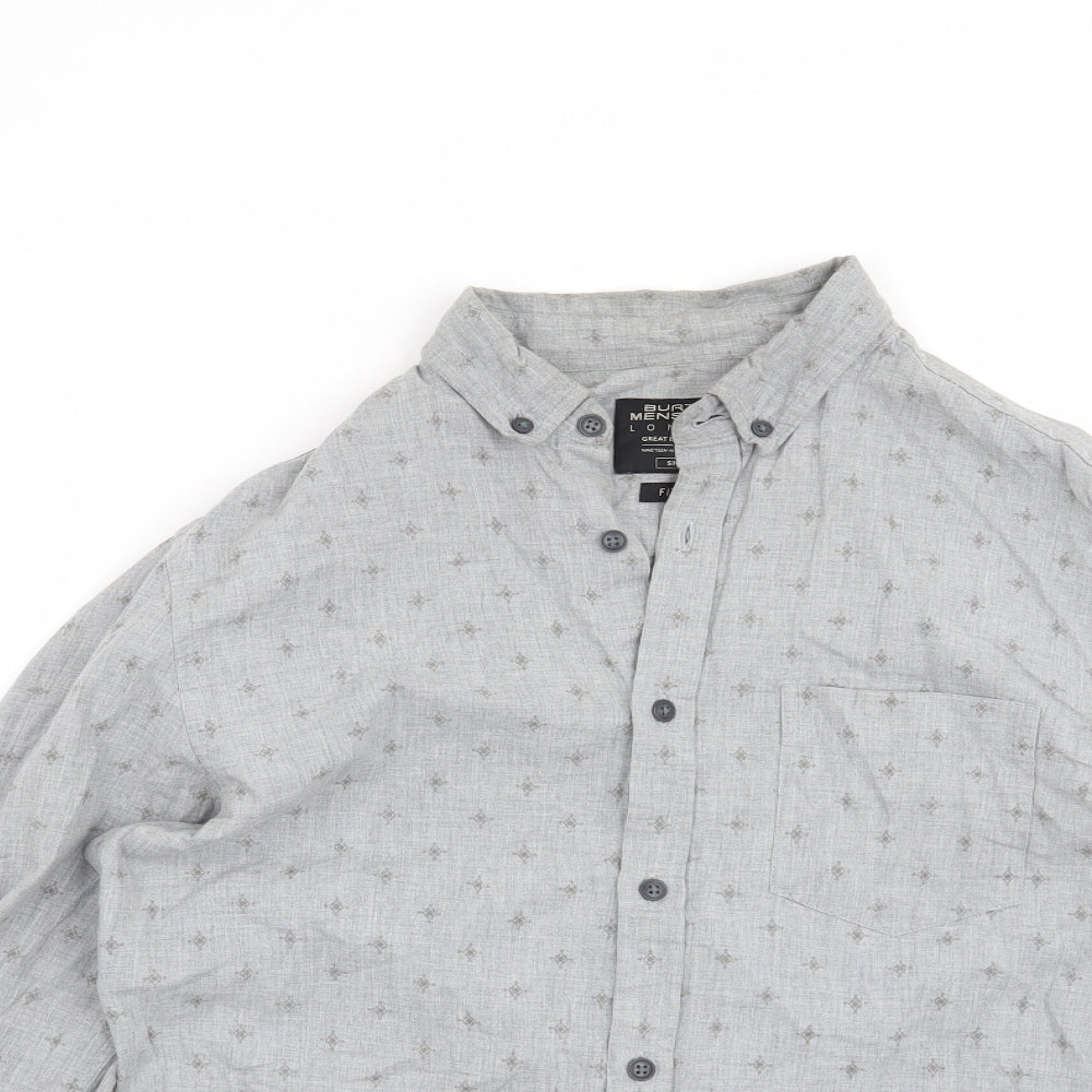 Burton Mens Grey Geometric   Button-Up Size S