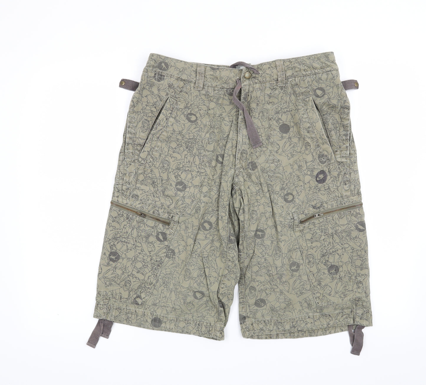 Nike Mens Green Geometric  Cargo Shorts Size S