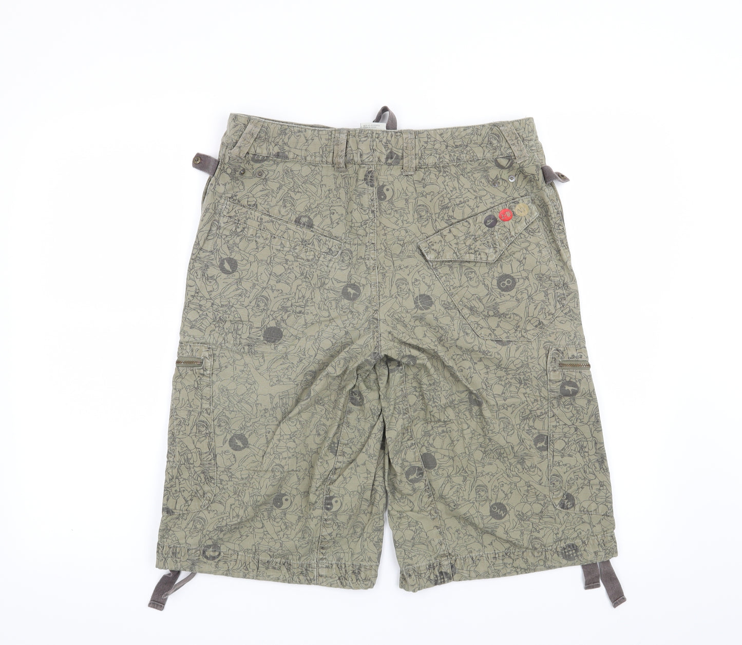 Nike Mens Green Geometric  Cargo Shorts Size S
