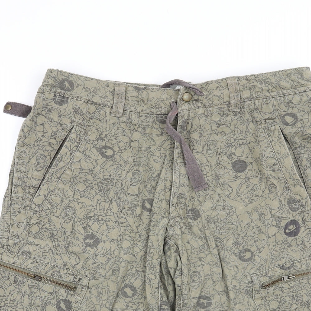 Nike Mens Green Geometric  Cargo Shorts Size S