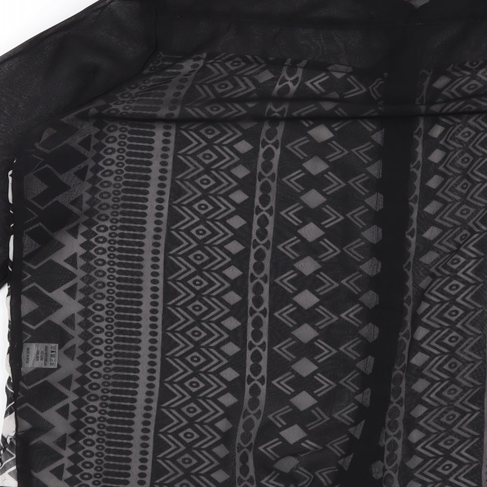 Preworn Womens Black Geometric  Basic Blouse Size 12