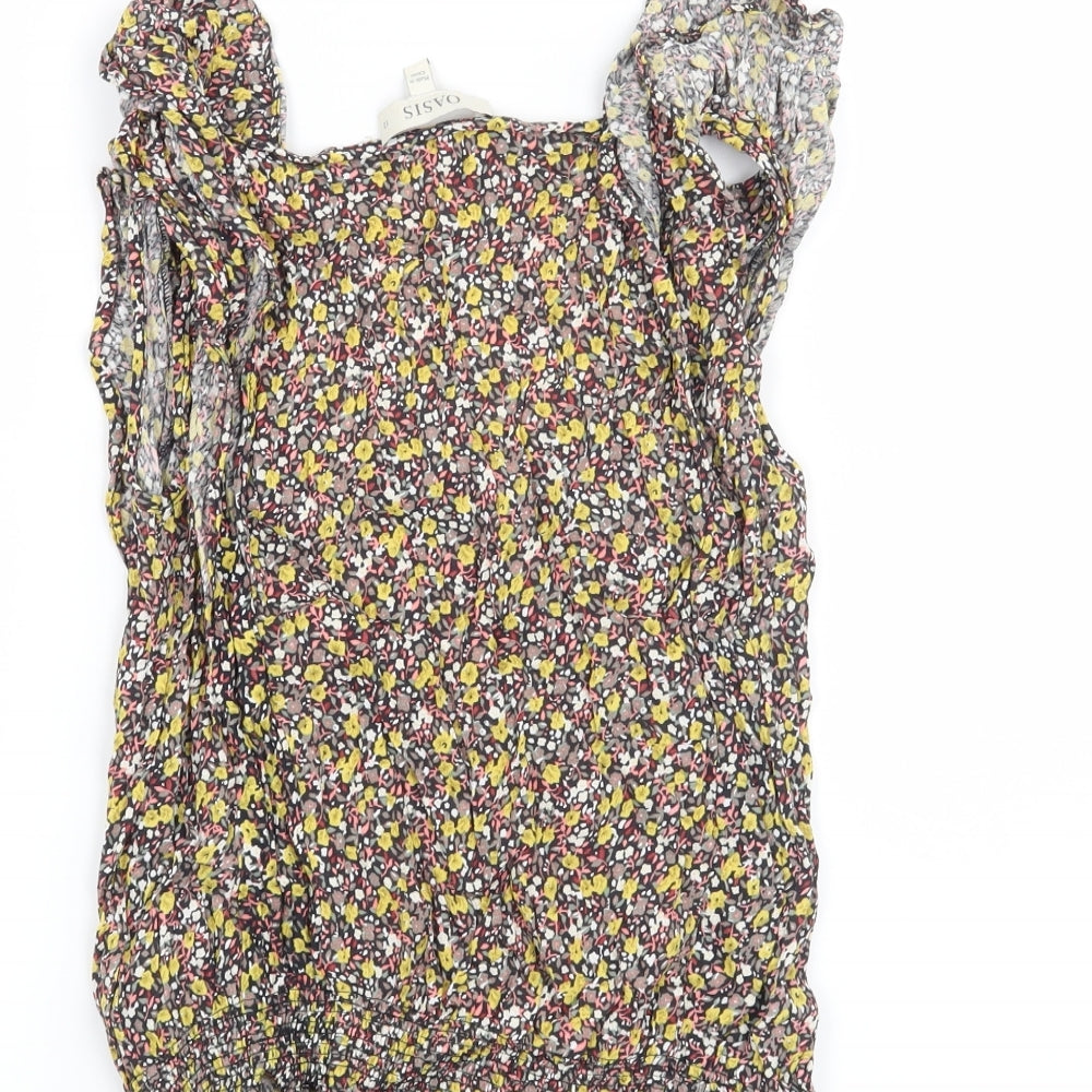 Oasis Womens Yellow Floral  Basic Blouse Size 12