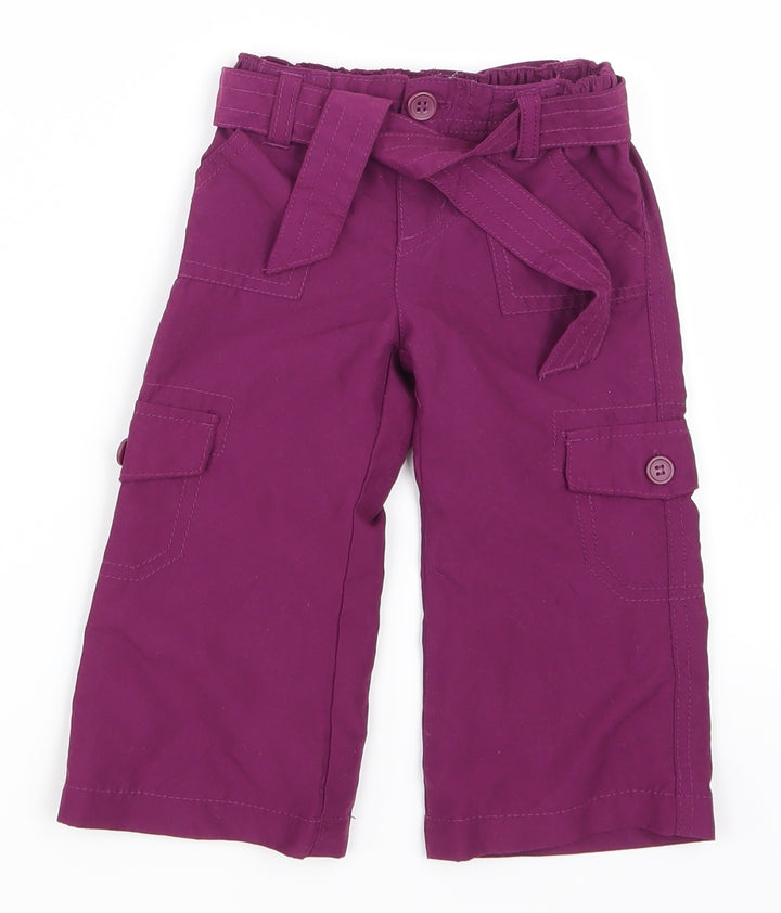 Earlydays Girls Purple Cargo Trousers Size 6-9 Months