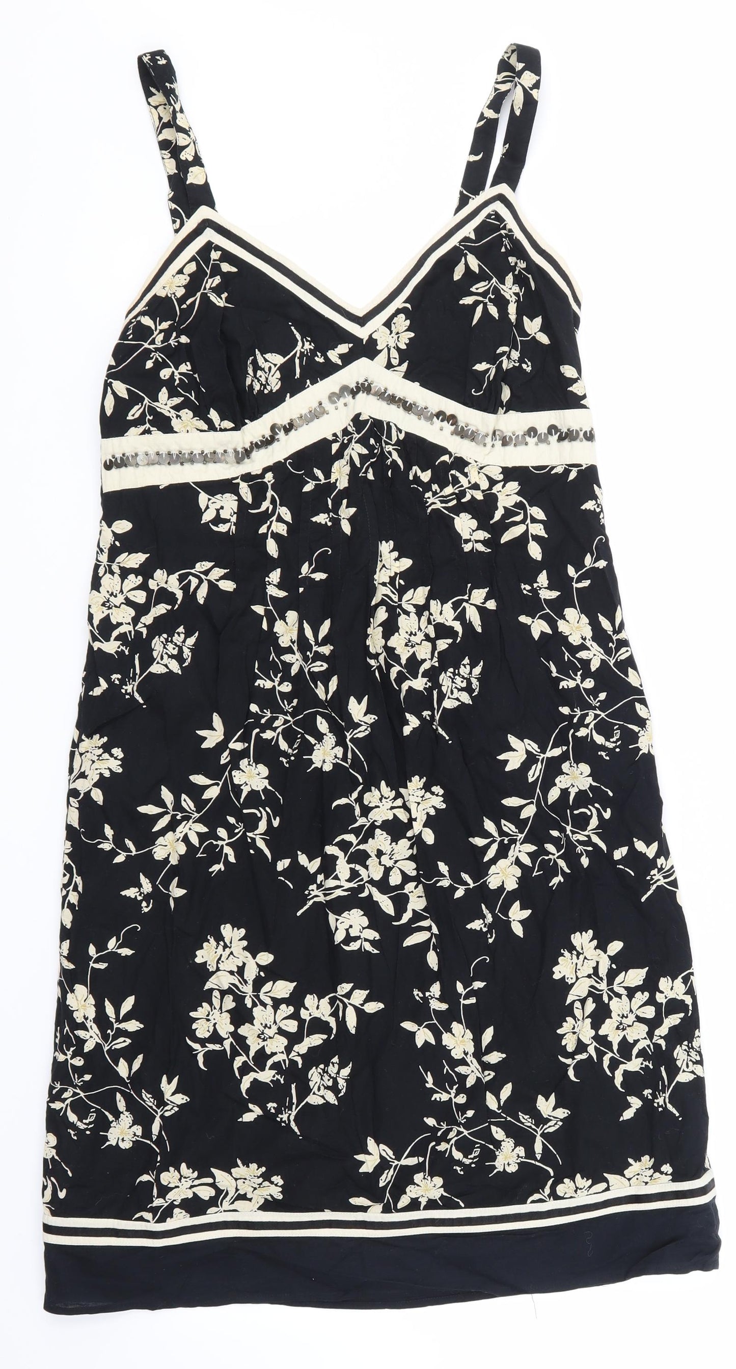 NEXT Womens Black Floral  Skater Dress  Size 12